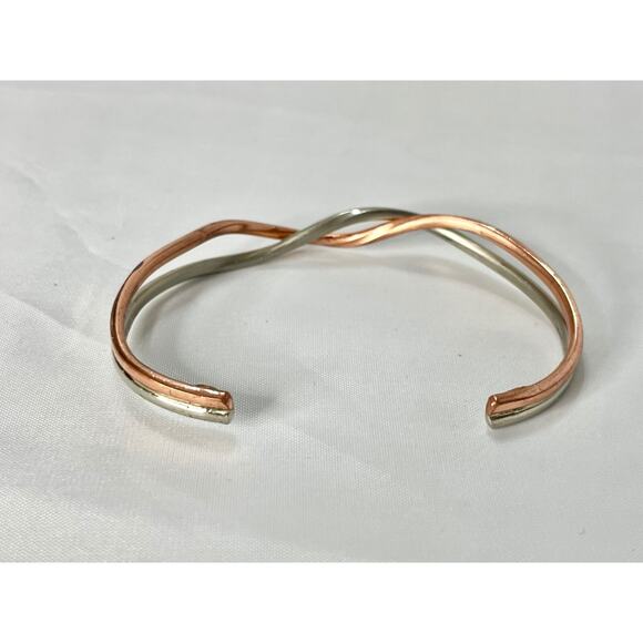 Sergio Lub "Life's Force" Magnetic Copper & Silver Signed Cuff Bracelet 6" - Picture 3 of 10